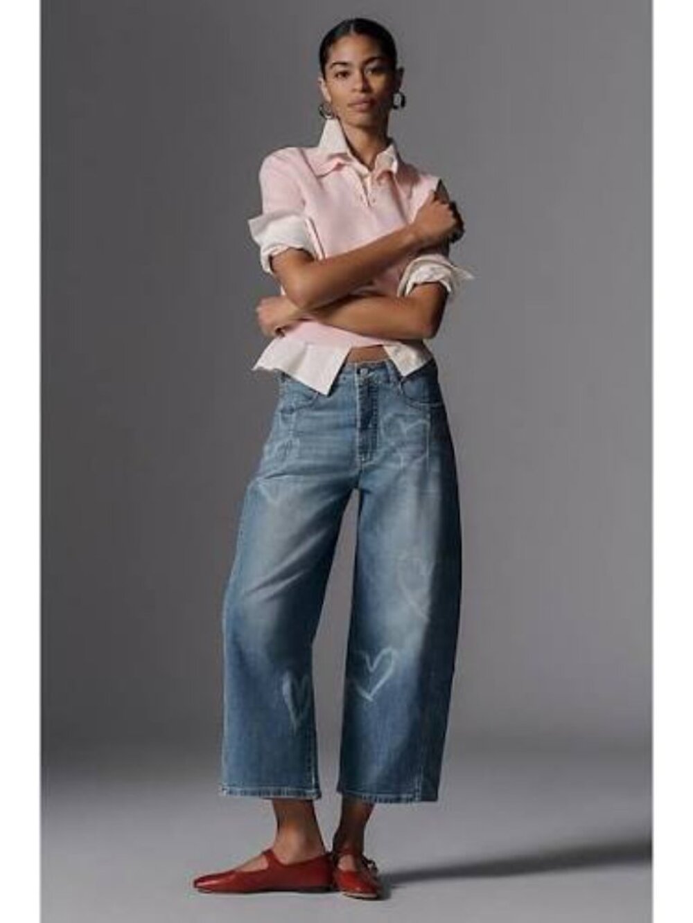 Anthropologie Pilcro Kenna Mid-Rise Heritage Barrel Jeans Hearts 25 Very Good